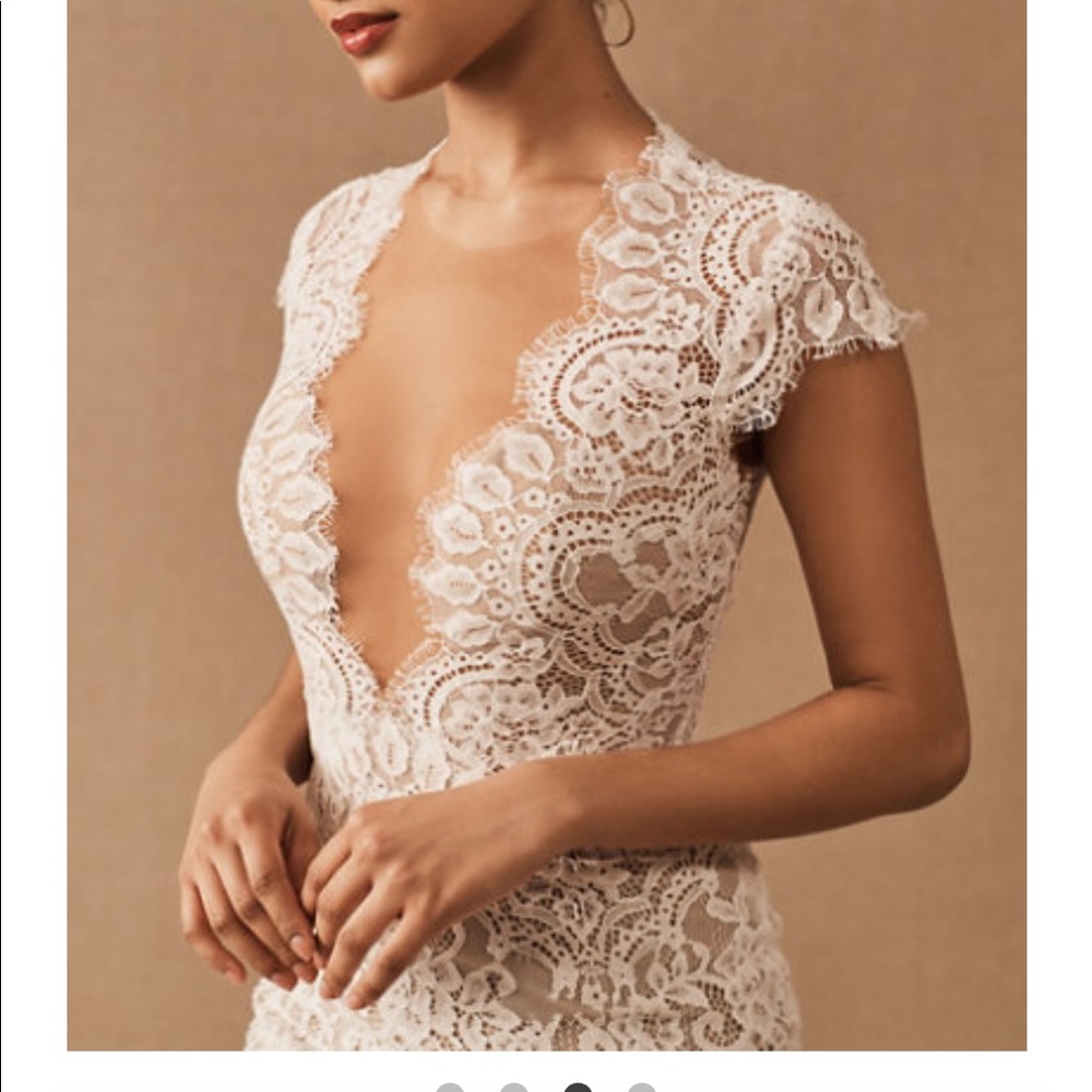 Anthropologie BHLDN WTOO WATTERS PHILOMENE GOWN Size 4 Color Ivory/Almond